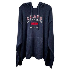 Vintage Chaps Ralph Lauren Hoodie Sweater size XL Men Navy Blue Spellout Logo